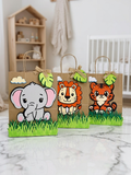 Handcrafted jungle safari favour bags with 3D animals for kids birthday party – pack of 10 by Evara Gifts